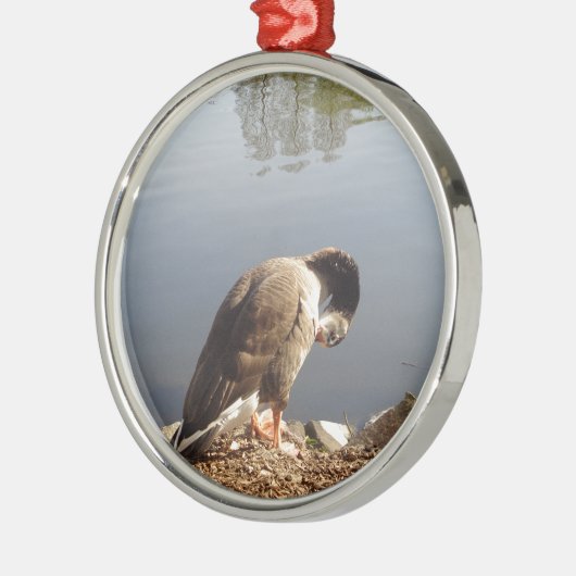 ナマステグース弓ヘッド、自然、野生生物、鳥 メタルオーナメント (左)