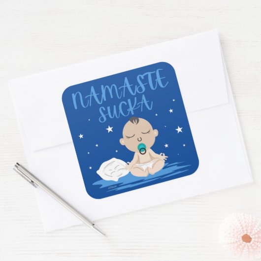 ナマステスカおもしろいベビーヨガ禅マスター スクエアシール (封筒)