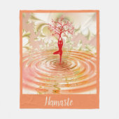 ナマステツリーオブライフヨガスピリチュアル形而上学的 フリースブランケット (正面)