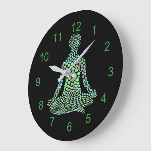 ナマステハーフルーティヨガポーズパーソナライズされた ラージ壁時計 (傾斜)