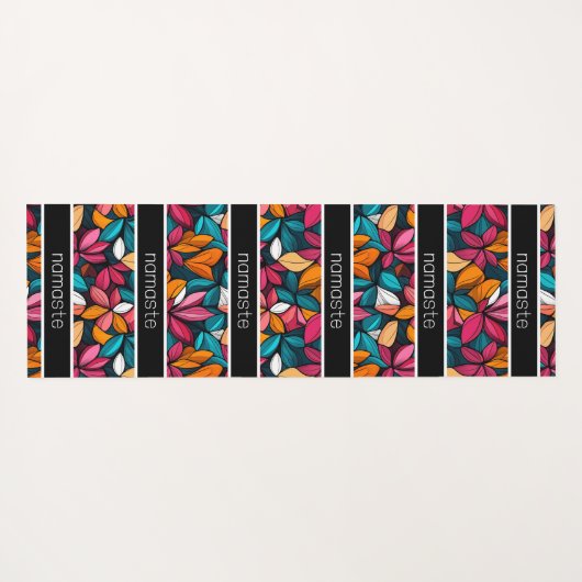 ナマステパーソナライズされた幻想的な花柄 ヨガマット (裏面(横))