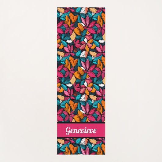 ナマステパーソナライズされた幻想的な花柄 ヨガマット (正面)