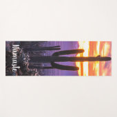 ナマステパープルオレンジカクタスアリゾナサンセットカスタム ヨガマット (正面(横))