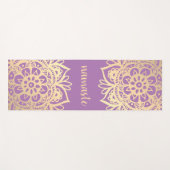 ナマステパープル&金ゴールドマンダラフラワーズ ヨガマット (正面(横))