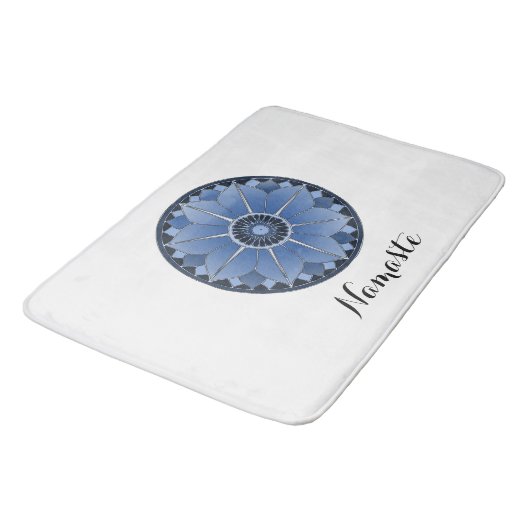 ナマステブルーフラワースピリチュアルロータスマダラ バスマット (アングル)