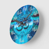 ナマステブルーレインボー ラウンド壁時計 (傾斜)