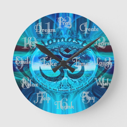 ナマステブルーレインボー ラウンド壁時計 (正面)