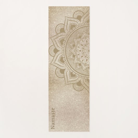 ナマステマンダラオム金ゴールドグリッタースタジオプラクティス ヨガマット (正面)