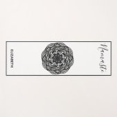 ナマステマンダラ名白黒 ヨガマット (正面(横))