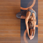 ナマステモダン抽象芸術幾何学的ブルー瞑想 ヨガマット