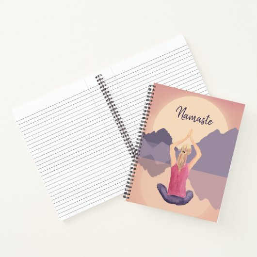 ナマステヨガウォーターカラーサンライズパープルジャーナル ノートブック (内部)