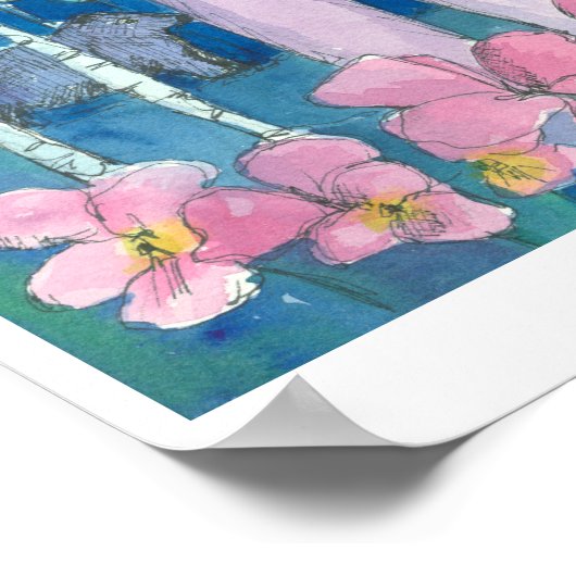 ナマステヨガウルフクロウクベワイルドライフウォーター色 ポスター (角)