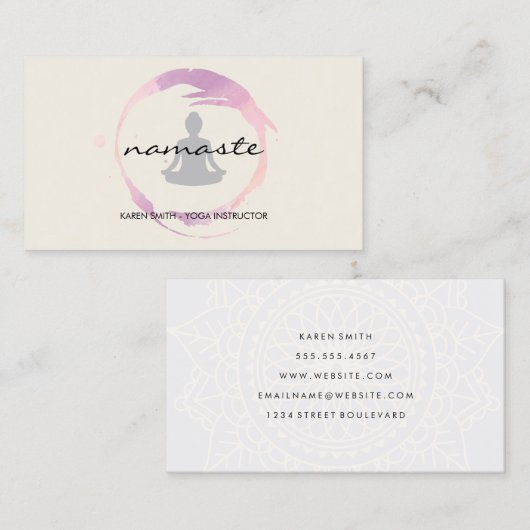 ナマステヨガトライバルパタンとハスの位置 名刺 (正面/裏面)