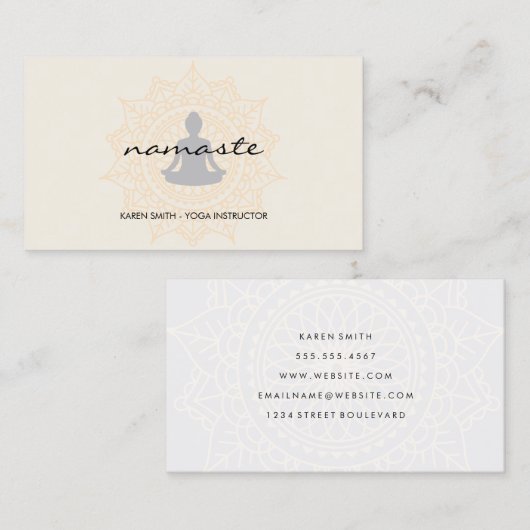 ナマステヨガトライバルパタンとハスの位置 名刺 (正面/裏面)