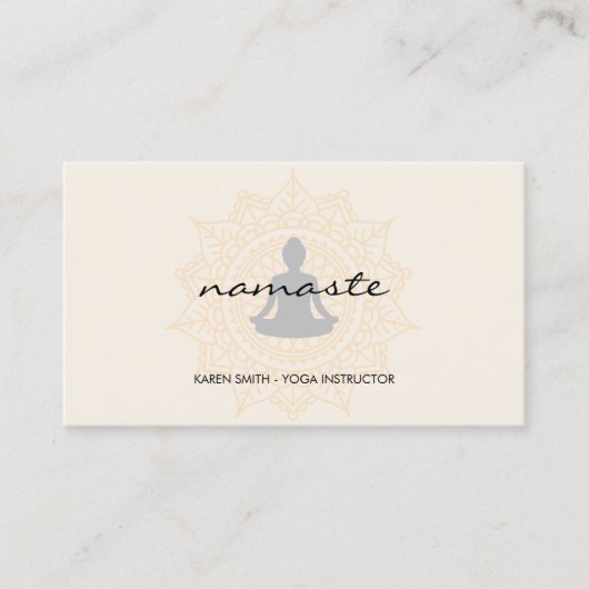 ナマステヨガトライバルパタンとハスの位置 名刺 (正面)