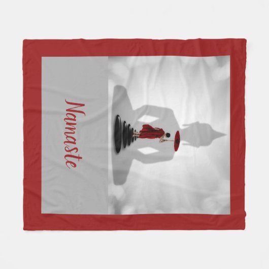 ナマステヨガブッダモンクスピリチュアル形而上学的 フリースブランケット (正面(横))