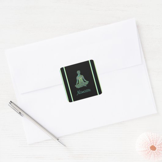 ナマステヨガポーズセレパーソナライズされたネ スクエアシール (封筒)