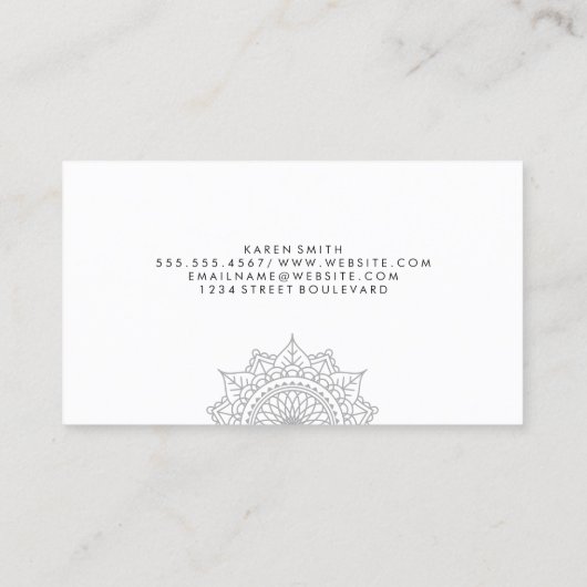 ナマステヨガポーズトライバルフローラルパターン 名刺 (裏面)