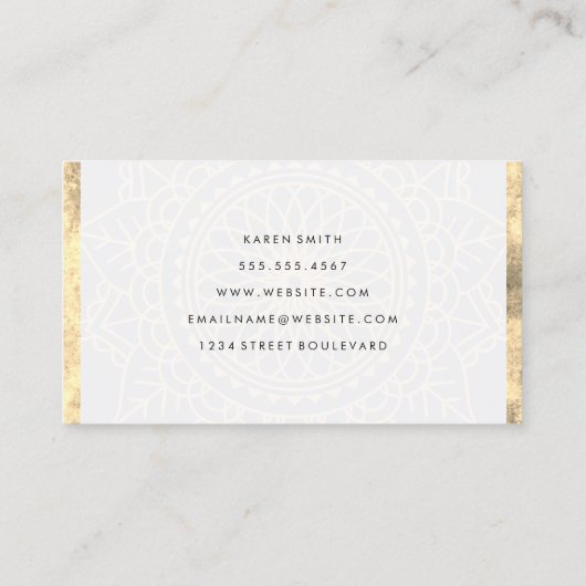 ナマステヨガロータスポジション金ゴールドトリムグランジ 名刺 (裏面)