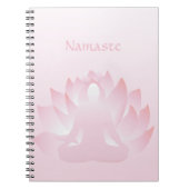 ナマステヨガロータスポーズフラワーピンク手帳 ノートブック (正面)