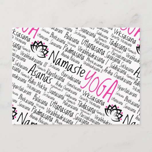 ナマステヨガ位置アサナはサンスクリット語の名前をポーズ ポストカード (正面)