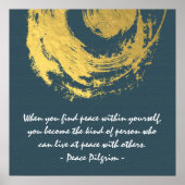 ナマステヨガ瞑想引用文ブルー金ゴールド禅サイン ポスター