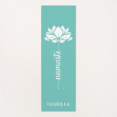 ナマステロータスフラワーモダンティール（緑がかった色）名前をカスタムする ヨガマット (正面)