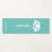 ナマステロータスフラワーモダンティール（緑がかった色）名前をカスタムする ヨガマット (正面(横))