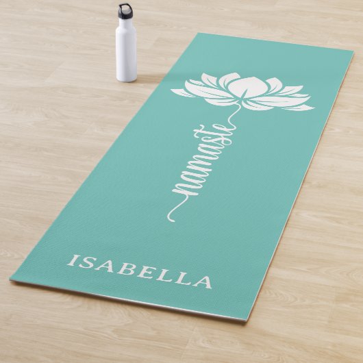 ナマステロータスフラワーモダンティール（緑がかった色）名前をカスタムする ヨガマット (インサイチュ)