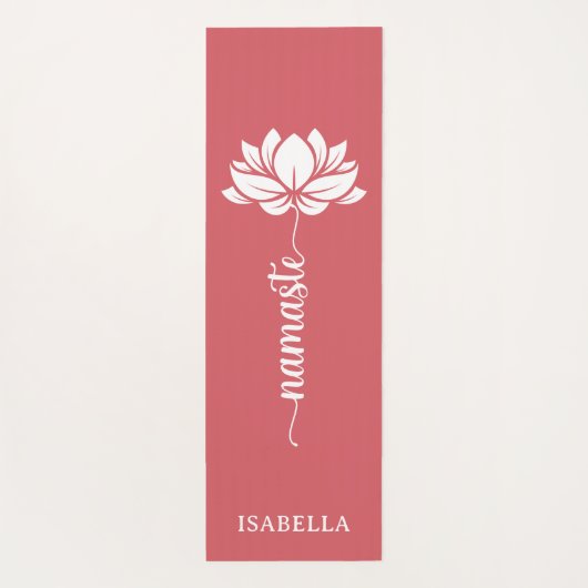 ナマステロータスフラワーモダンピンク名前をカスタムする ヨガマット (裏面)