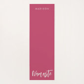 ナマステ名モダンハイビスカスレッドコットンホワイト ヨガマット (裏面)