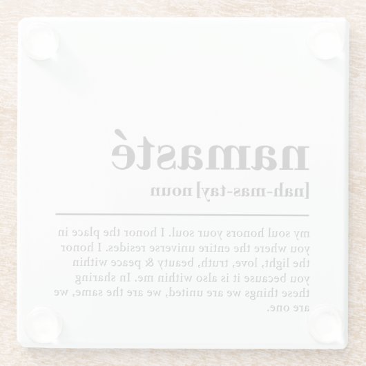 ナマステ定義ヨガメディモダンティミニマルング ガラスコースター (裏面)