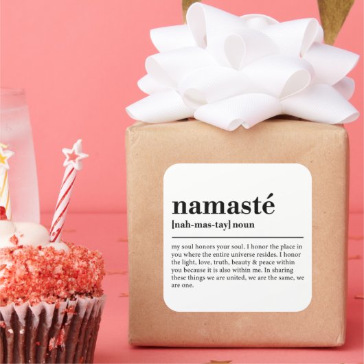 ナマステ定義ヨガメディモダンティミニマルング スクエアシール (パーティー)