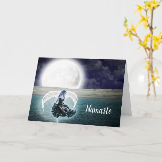 ナマステ引用文サンキューシュルアルエンジェルフルムーン カード (黄色い花)