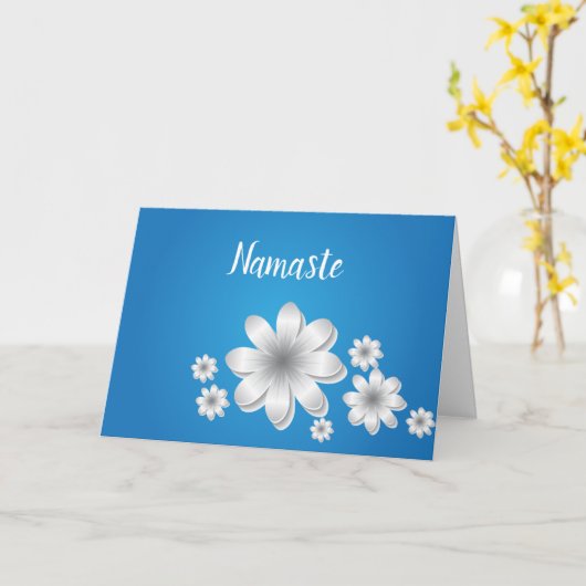 ナマステ引用文サンキューディンティホワイトフラワー カード (黄色い花)