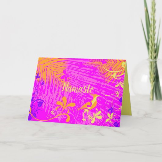 ナマステ引用文サンキューユー春トロピカルフローラ カード (正面)