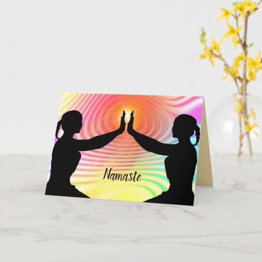 ナマステ引用文サンキューヨガメディテーションフレンズ カード (黄色い花)
