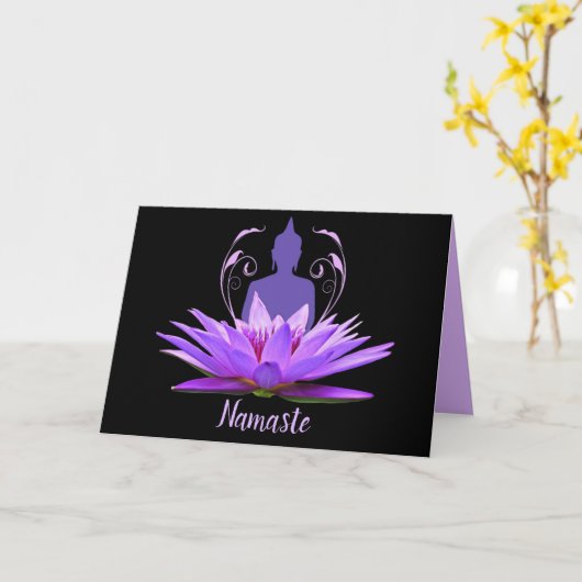 ナマステ引用文サンキューヨガロータスブッダ カード (黄色い花)