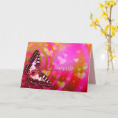 ナマステ引用文サンキューロマンチックバタフライハート カード (黄色い花)