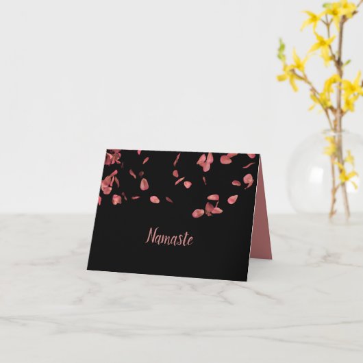 ナマステ引用文サンキューロマンチックバラ花びら カード (黄色い花)