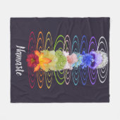 ナマステ引用文チャクラフラワーズゼンスピリチュアル フリースブランケット (正面(横))