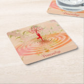 ナマステ引用文ツリーオブライフ禅ヨガ スクエアペーパーコースター (アングル)