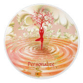 ナマステ引用文ツリーオブライフ禅ヨガ セラミックノブ (正面)