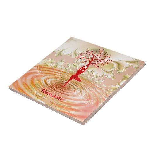 ナマステ引用文ツリーオブライフ禅ヨガ タイル (側面)