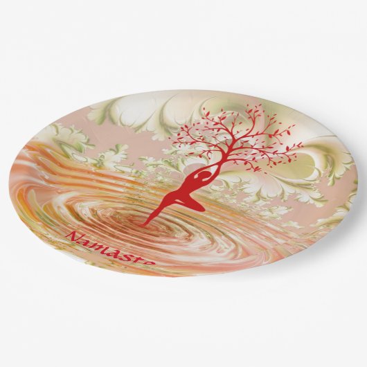 ナマステ引用文ツリーオブライフ禅ヨガ ペーパープレート (アングル)