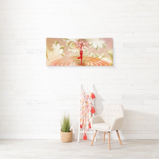 ナマステ引用文ツリーオブライフ禅ヨガ 横断幕 (インサイチュ)