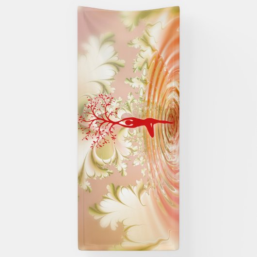 ナマステ引用文ツリーオブライフ禅ヨガ 横断幕 (縦)