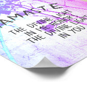 ナマステ引用文パープルとブルー自然アート ポスター (角)