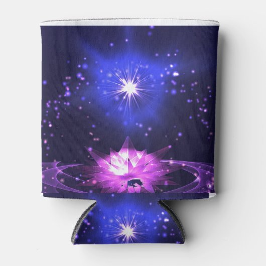 ナマステ引用文パープルクリスタルロータス&スター 缶クーラー (正面)