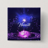 ナマステ引用文パープルクリスタルロータス&スター 缶バッジ (正面)